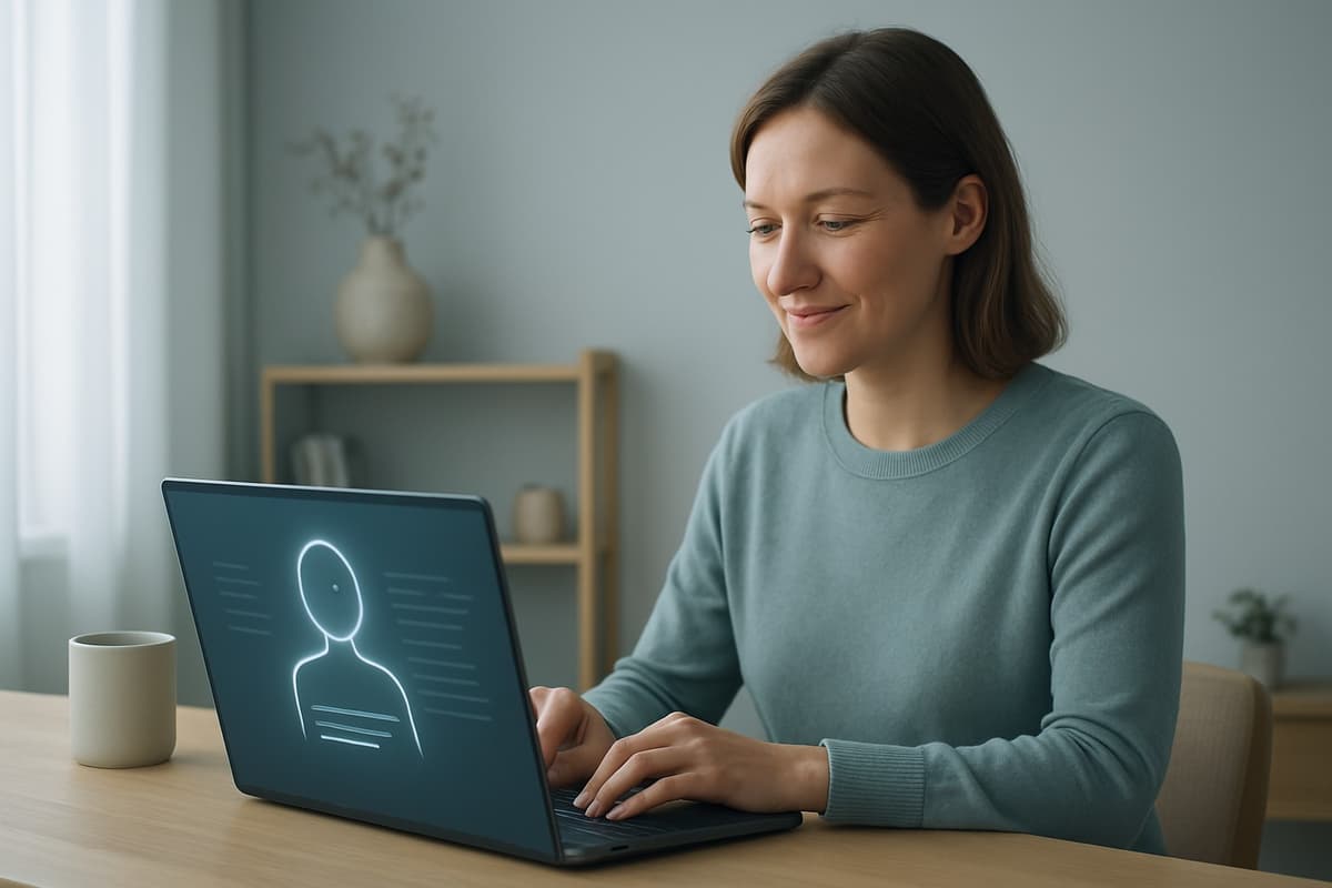Nutzerin verwendet PromptHaus am Laptop